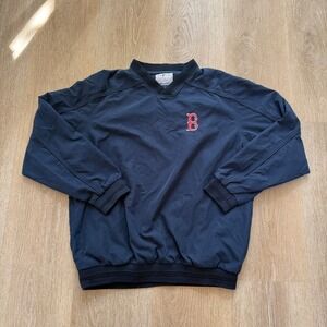 MLB Boston Red Sox‎ Jacket Mens L Navy Blue Windbreaker Pullover Mesh Lined